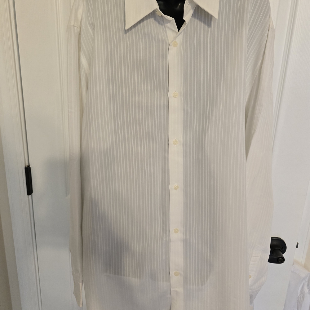 Alfani White Casual Button Down Shirt with Subtle Texture New Size XXL Long